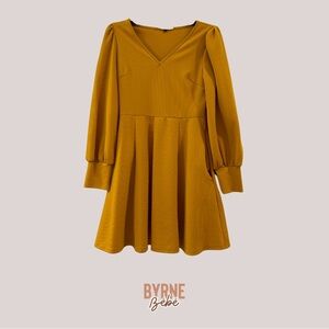 Yellow Skater Dress with Pockets